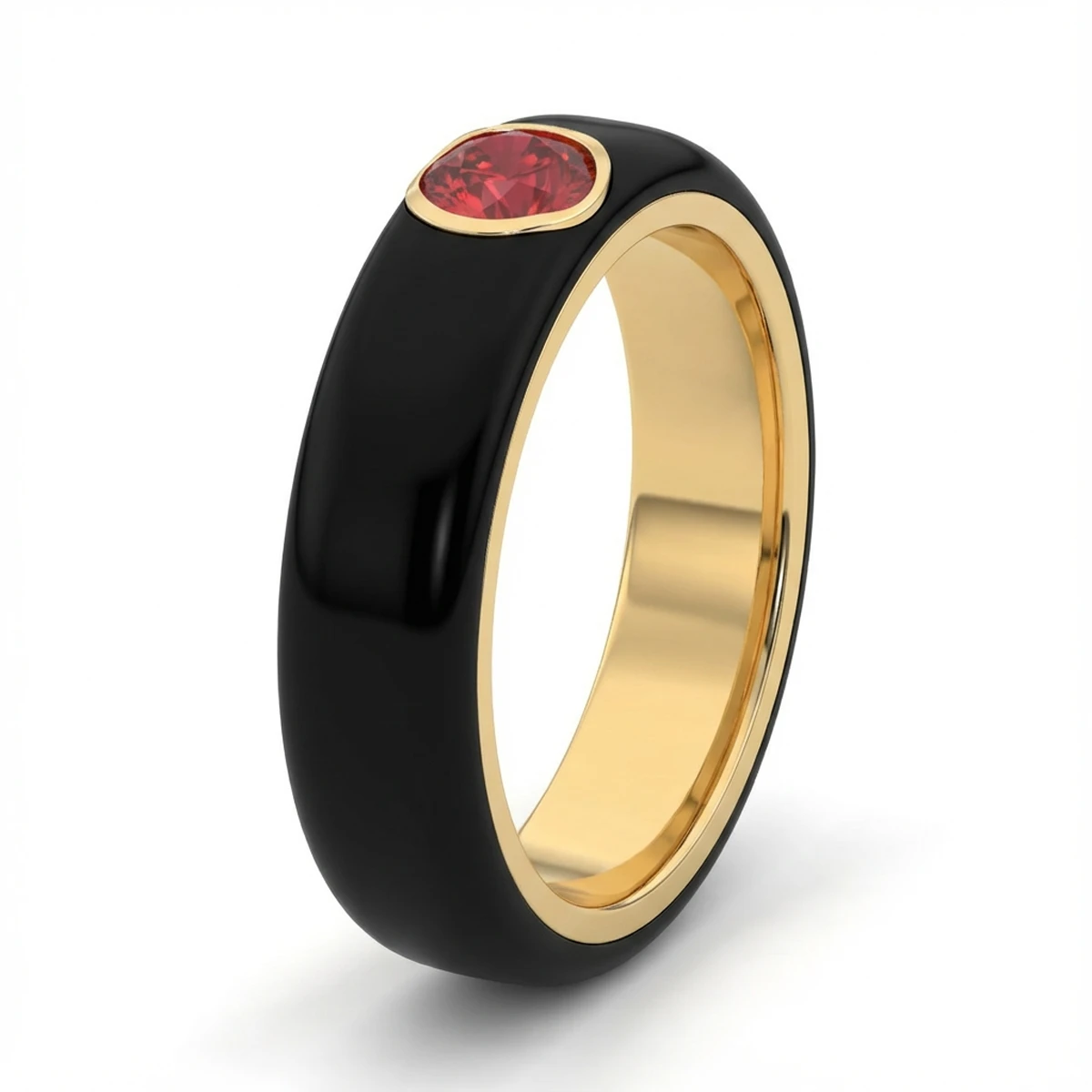 Courtney Black enamel garnet ring