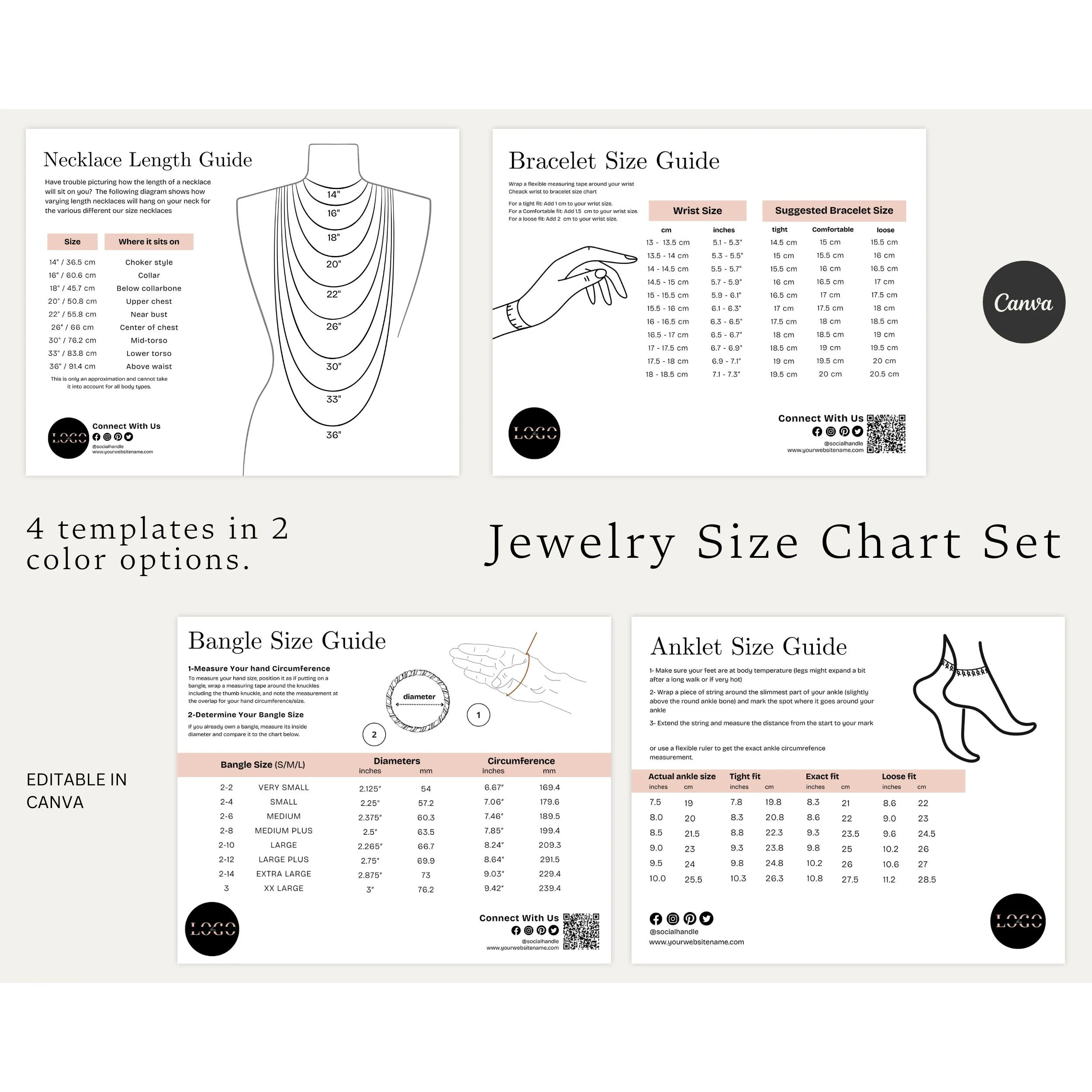 Jewelry Size Chart Guide