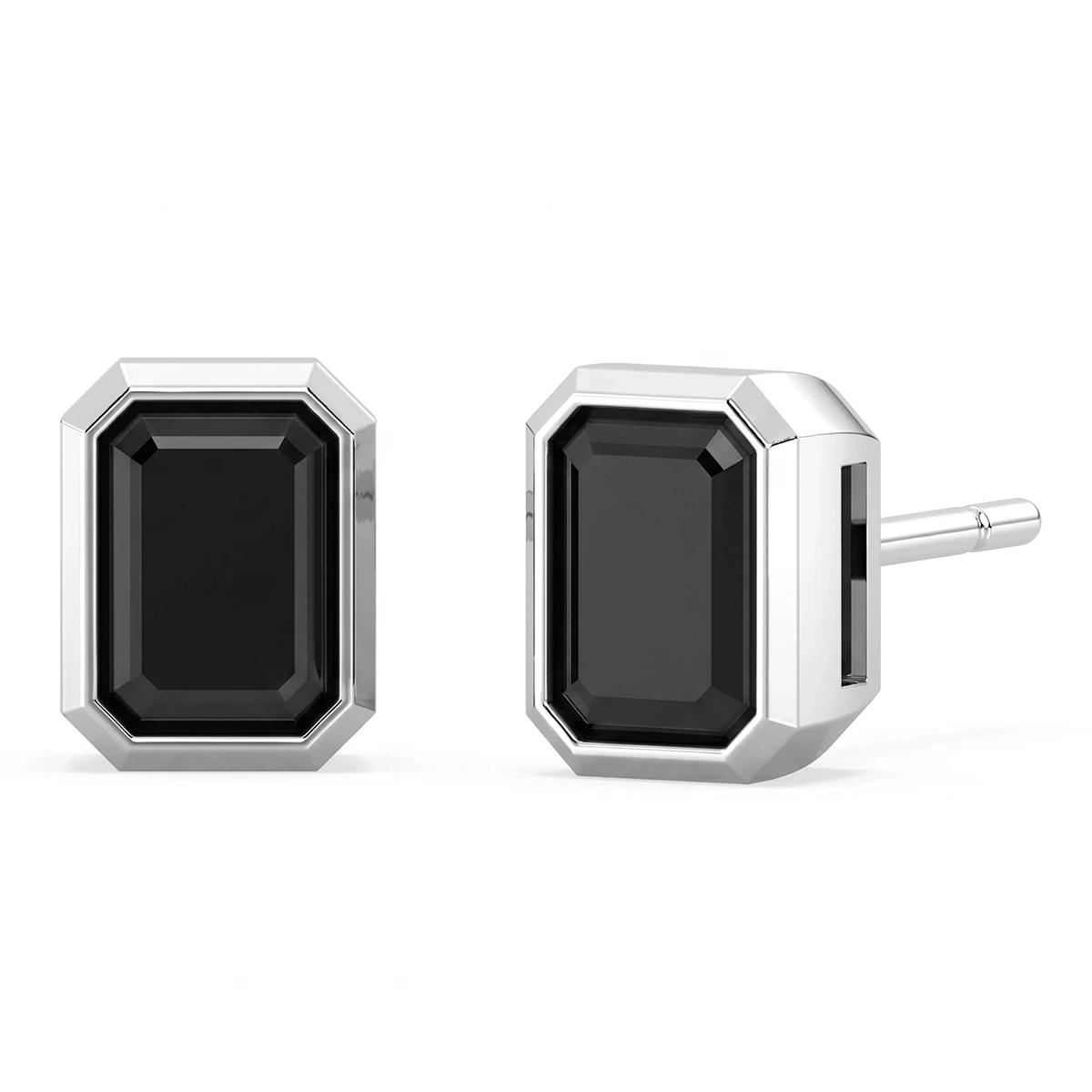 Black Onyx Octagon Stud Earrings