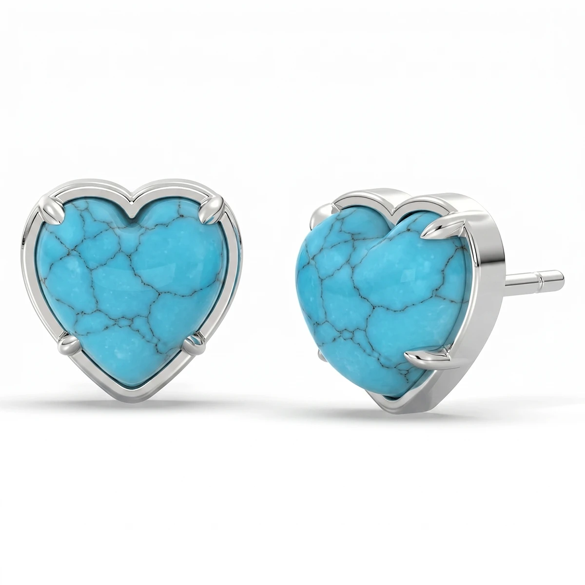 Audrey Heart Turquoise Stud Earrings