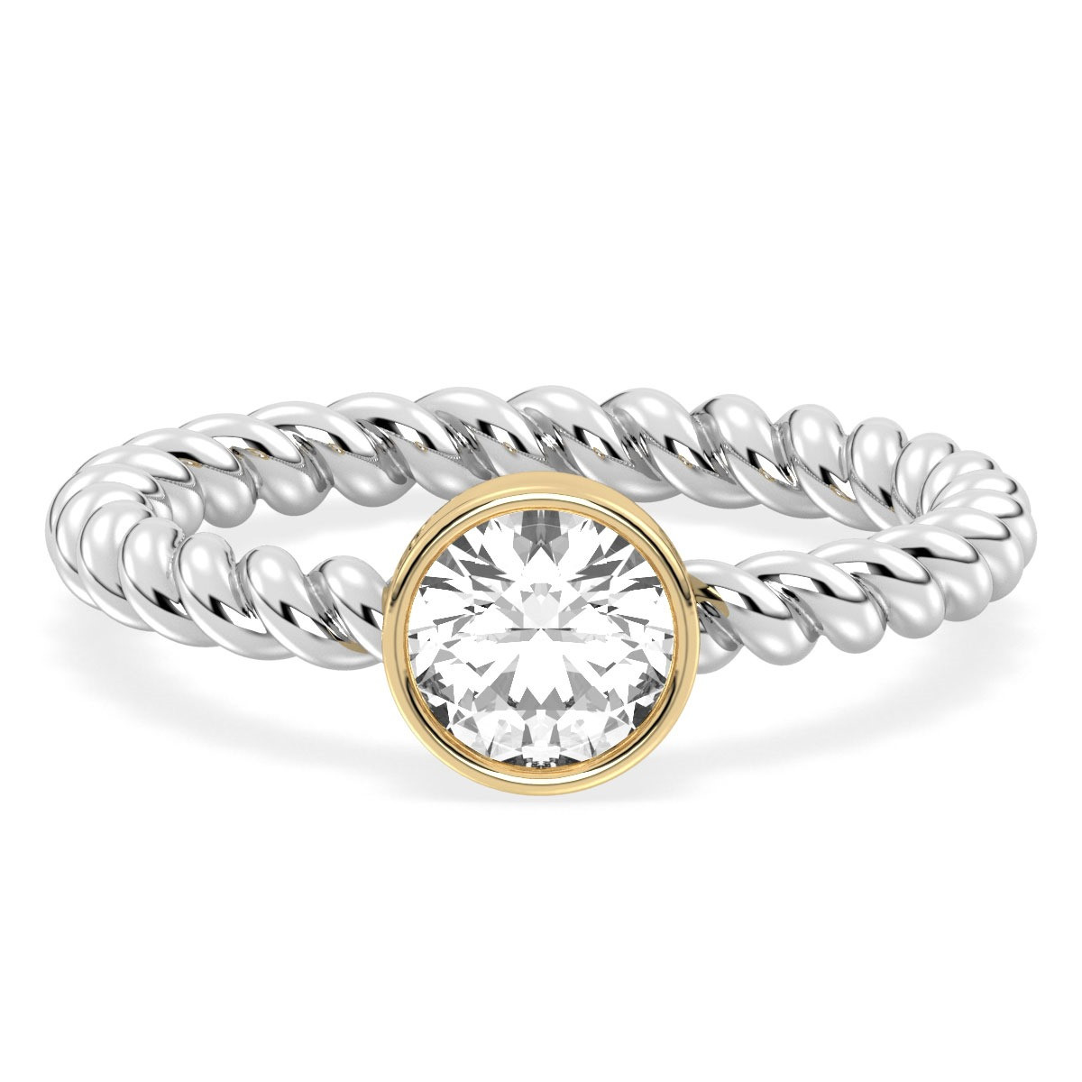 Christina White topaz Gold plated bezel ring in Sterling Silver