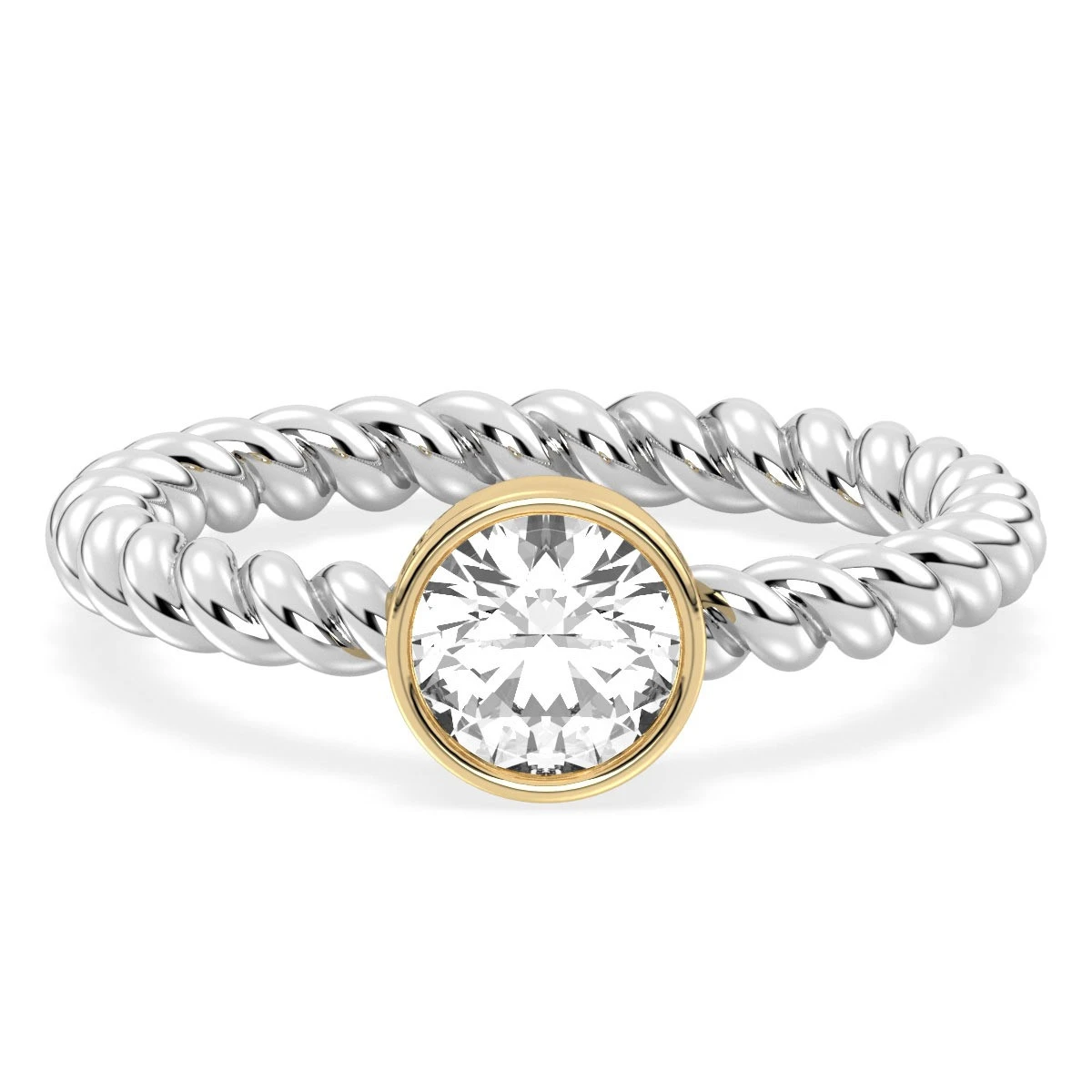 Christina White topaz Gold plated bezel ring in Sterling Silver