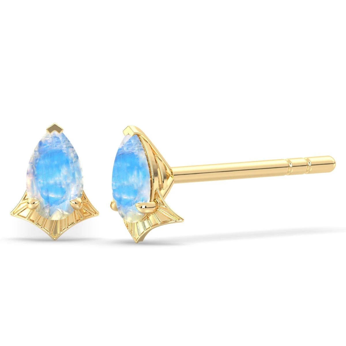 Spider web Rainbow moonstone stud earrings