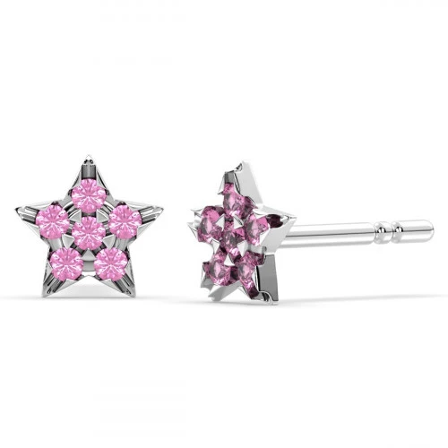 Pink Tourmaline Pave star stud earrings