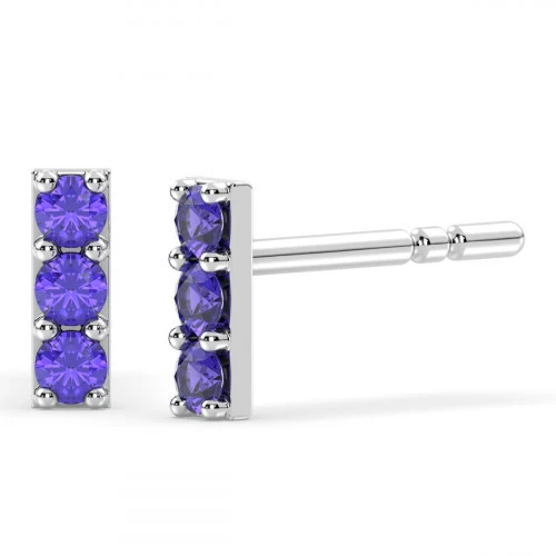 Tanzanite bar stud earrings