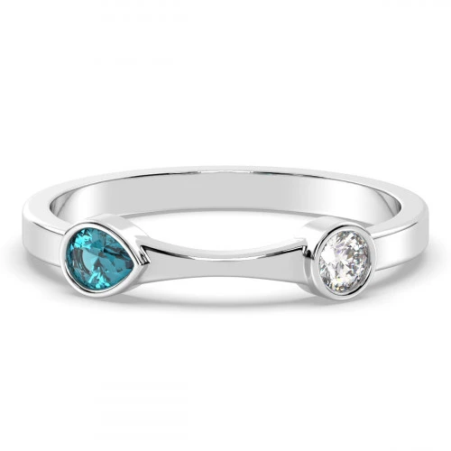 Chloe London Blue Topaz and White Topaz Ring
