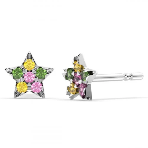 Multi Tourmaline pave stud earrings