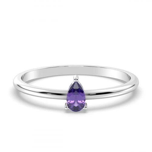 Dainty Amethyst teardrop ring