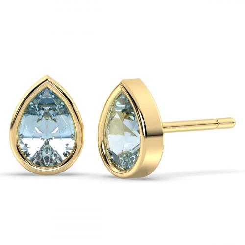 Tear drop Blue Topaz studs in 18K Gold Plated
