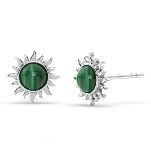 Malachite Sun stud earrings