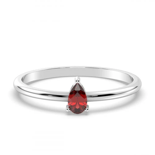 Dainty Garnet Teardrop Ring in Sterling Silver