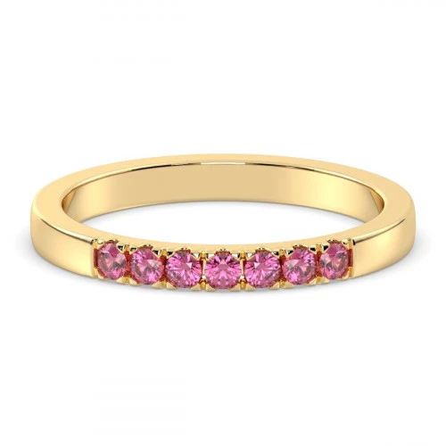 Pink Tourmaline pave band ring