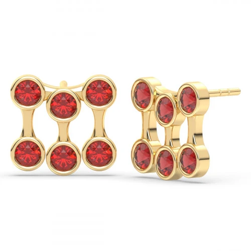 Garnet Fire drop stud earrings