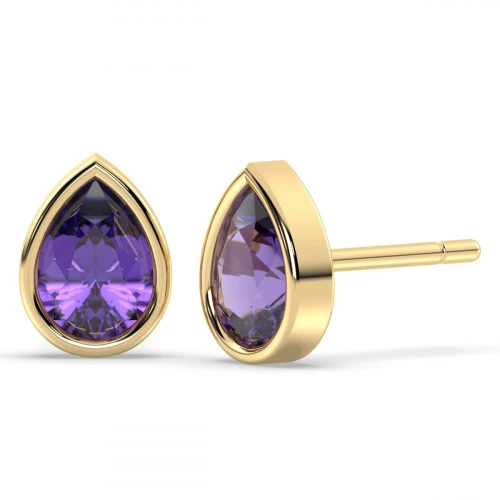 Tear drop amethyst earrings in 18k Gold Vermeil