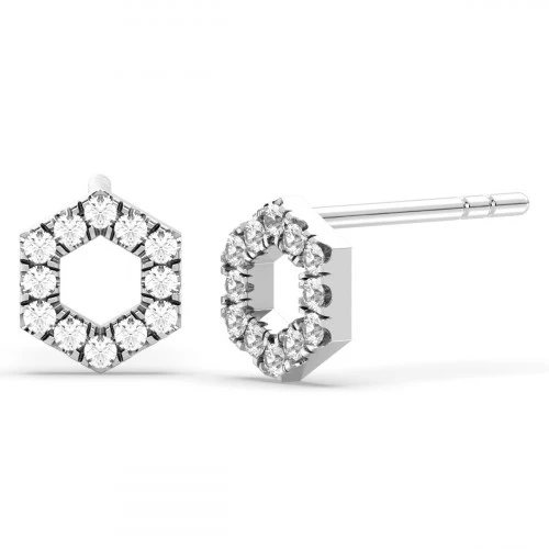 Hexagon pave white topaz stud earrings