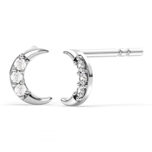 Crescent White Topaz Stud Earrings