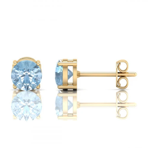 Sky Blue Topaz Studs in 18K Gold Plated and Sterling Silver