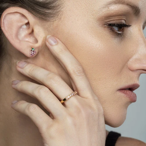 Pink Tourmaline Grape Stud Earrings