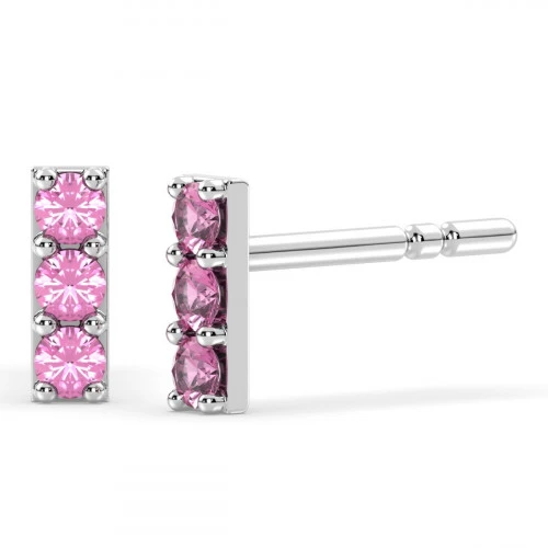 Pink Tourmaline Bar stud earrings