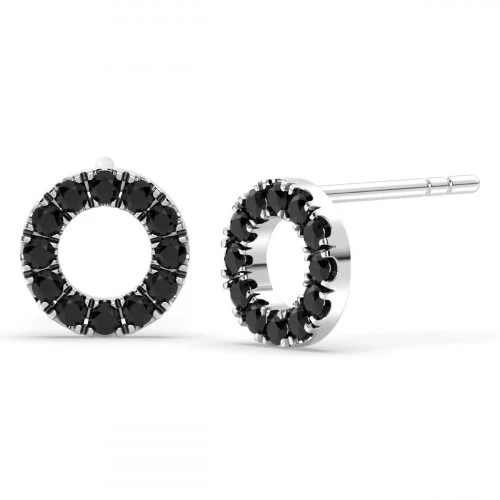 Black Onyx Open circle stud earrings