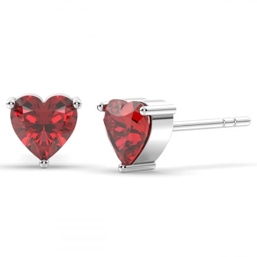 Garnet Heart stud earrings