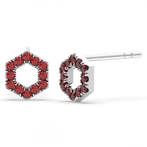Hexagon Garnet Pave stud earrings