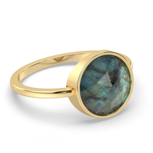 Labradorite rose cut ring in 18K Gold Vermeil