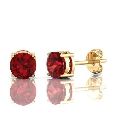 Garnet Studs in 18K Gold Vermeil and Sterling Silver