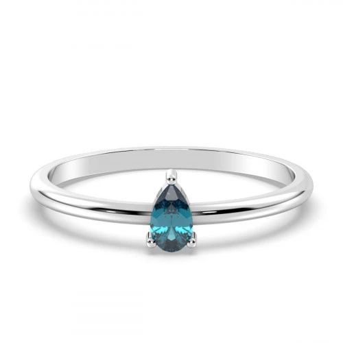 Dainty London Blue Topaz Teardrop ring in sterling silver