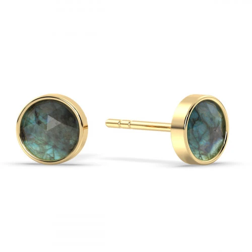 Labradorite Rose Cut studs in 18K Gold Plated