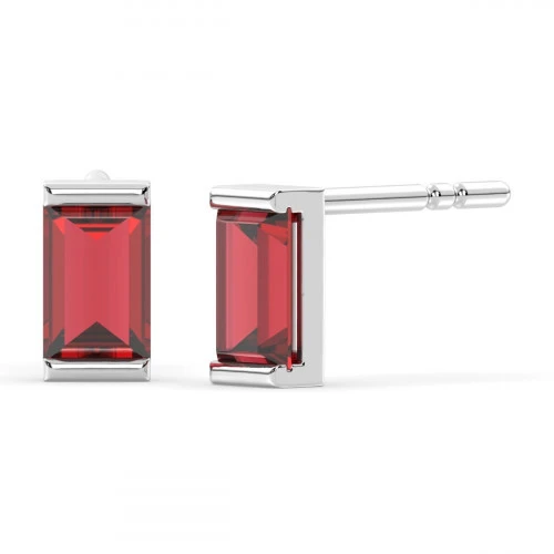 Garnet Baguette stud earrings